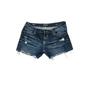 Vigoss Cut Off Jean Shorts Womens Size 7 Blue Denim Stretch Distressed Mid Rise